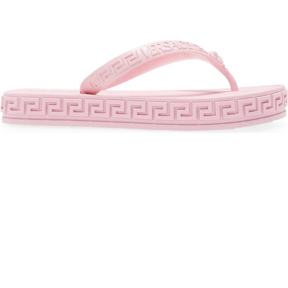 VERSACE Pink Grecian Medusa Logo Platform Beachy Pool Sandals Slides 6 35 36 - Picture 6 of 14